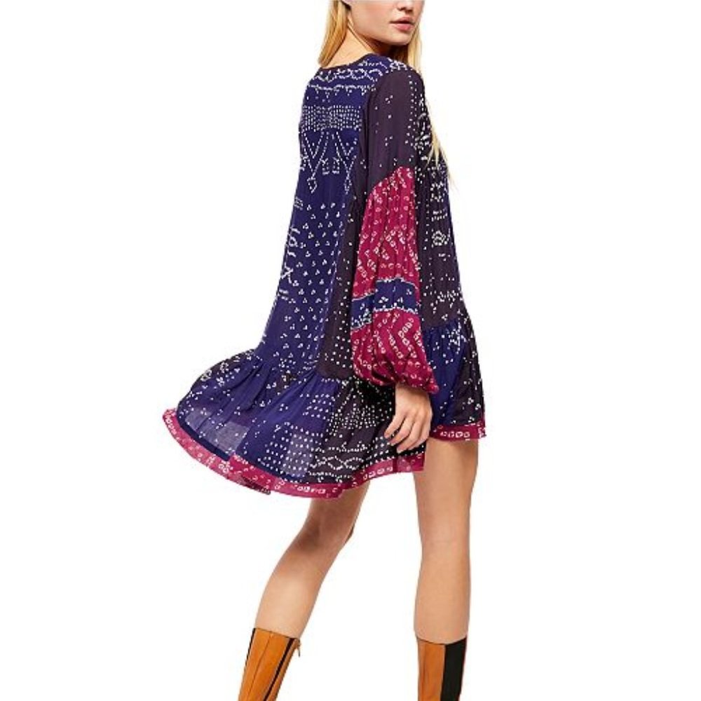 Free People Shibory Long Sleeve Tunic Dress